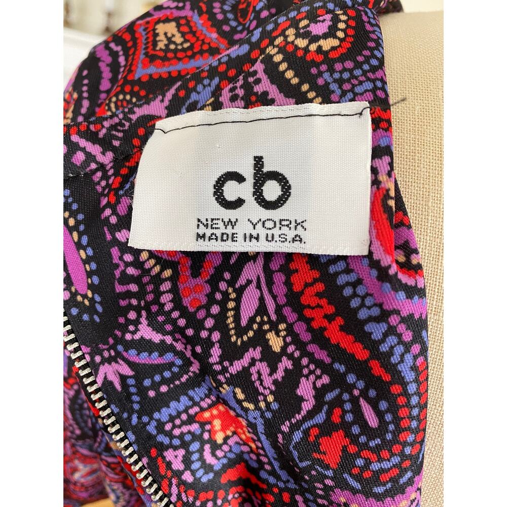 Paisley Pink Purple Vintage Dress, 80s, Matching Belt Neck Tie, CB New York - Picture 6 of 6